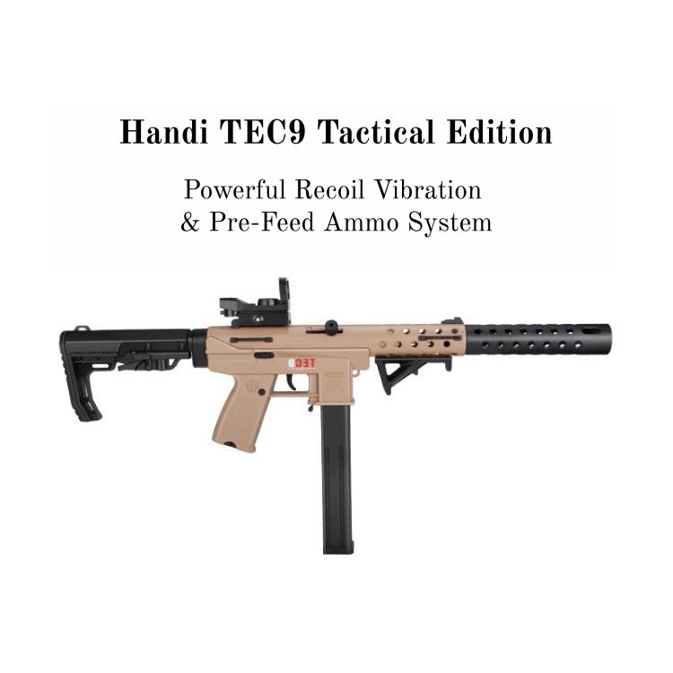 Handi TEC-9 Electric Full-Auto Gel Blaster - High-Speed Nylon CSGO Toy Submachine Gun for Boys (Safe Gel Ball Blaster)