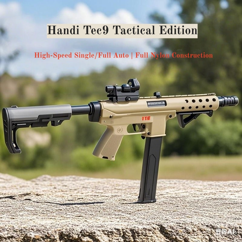 Handi TEC-9 Electric Full-Auto Gel Blaster - High-Speed Nylon CSGO Toy Submachine Gun for Boys (Safe Gel Ball Blaster)