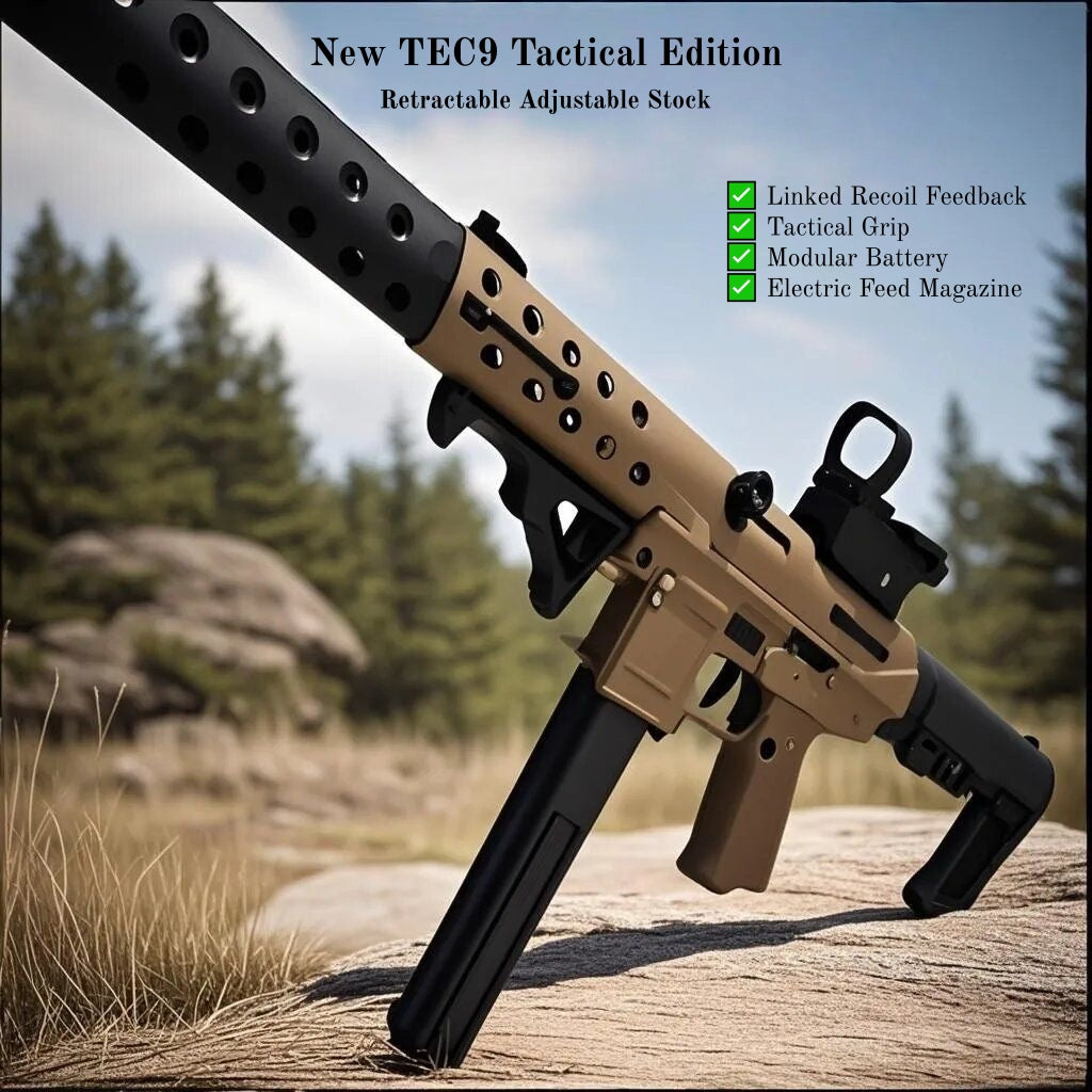 Handi TEC-9 Electric Full-Auto Gel Blaster - High-Speed Nylon CSGO Toy Submachine Gun for Boys (Safe Gel Ball Blaster)